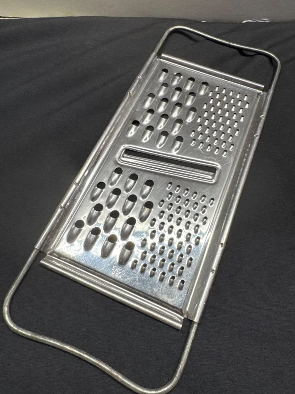 Vintage Ekco USA Stainless Steel Flat Cheese Grater With Handle Durable Multi-Si